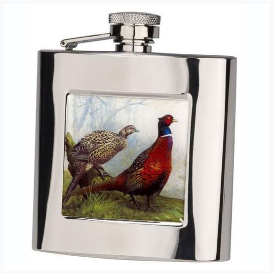 Bisley Pheasant Stainless Steel Hip Flask - 6oz