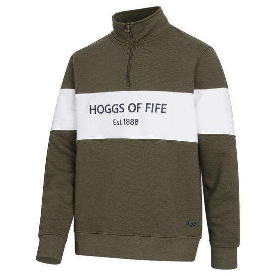 Hoggs Dumfries 1888 Gents Lovat/White 1/4 Zip Sweatshirt