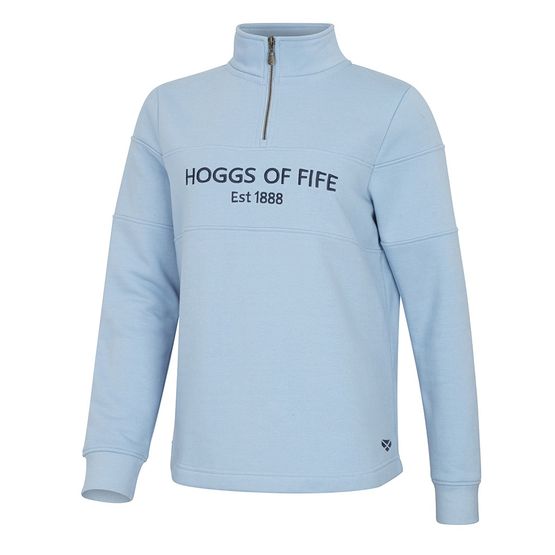 Hoggs Dumfries 1888 Ladies 1/4 Zip Plain Blue Sweatshirt
