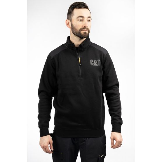 Caterpillar Mens Essential 1/4 Zip Black Sweatshirt