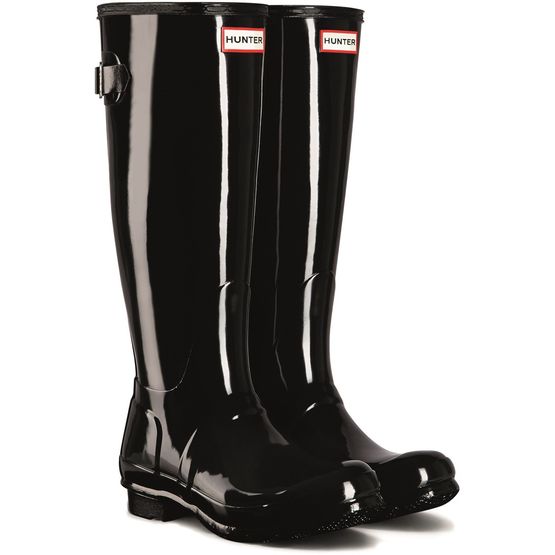 Hunter Tall Back Adjustable Gloss Wellington Boots