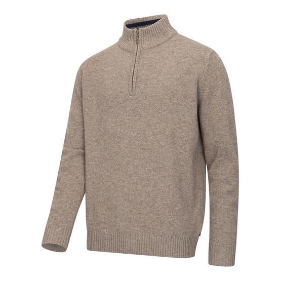 Hoggs SZ Lothian II Oatmeal Marl 1/4 Zip Pullover
