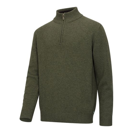 Hoggs SZ Lothian II 1/4 Zip Olive Marl Pull Over