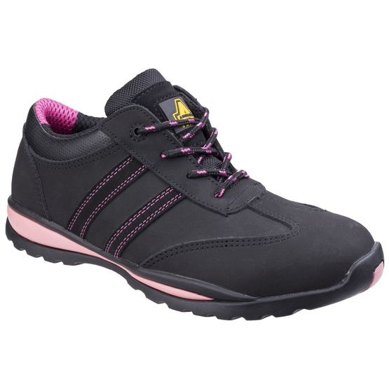 Amblers Safety FS47 Women's Heat Resistant Lace-Up Safety Trainers - Black/Pink