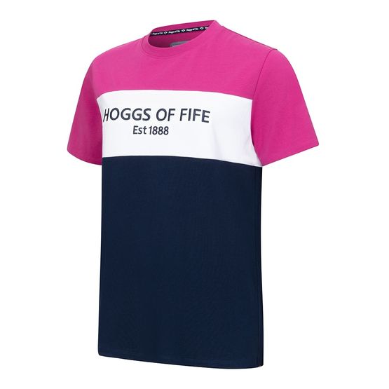 Hoggs of Fife Mens Darcie Colour Block Berry/White/Navy T - Shirt