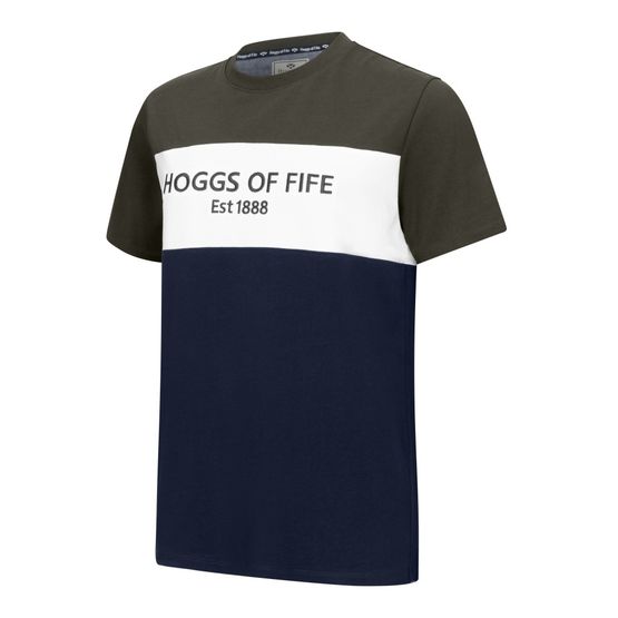 Hoggs of Fife Mens Dalbeattie Colour Block Forest/White/Navy T - Shirt