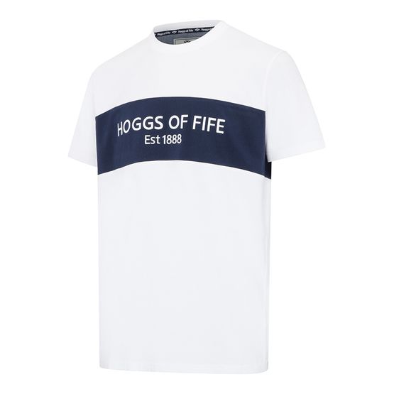 Hoggs of Fife Mens Dalbeattie Colour Block White/Navy/White T - Shirt