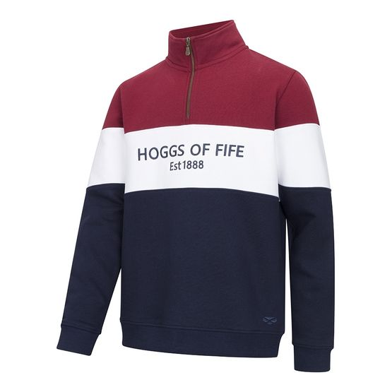 Hoggs of Fife Dumfries 1888 Gents 1/4 Zip Burgundy/White/Navy Sweatshirt