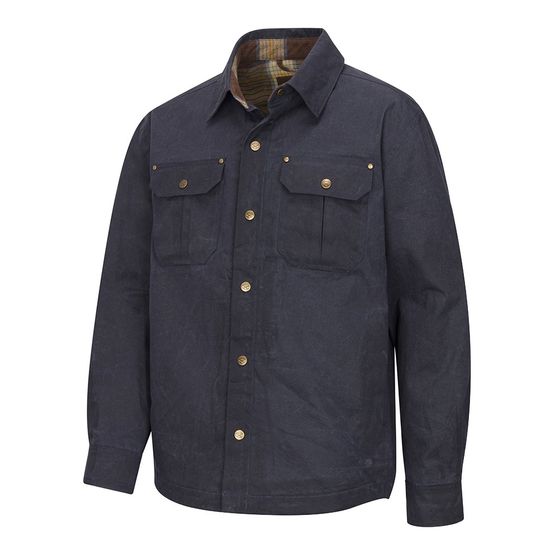 Hoggs of Fife Mens Huntly Navy Waxed Canvas Utility Overshirt