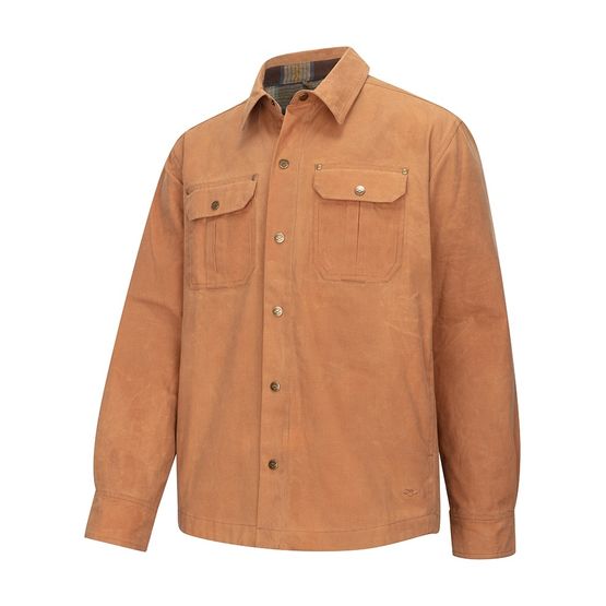 Hoggs of Fife Mens Huntly Tan Waxed Canvas Utility Overshirt