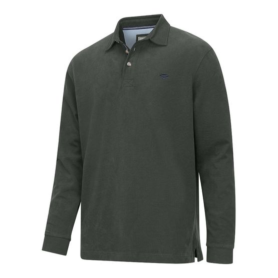 Hoggs of Fife Mens Moffat Long Sleeve Forest Green Rugby Shirt