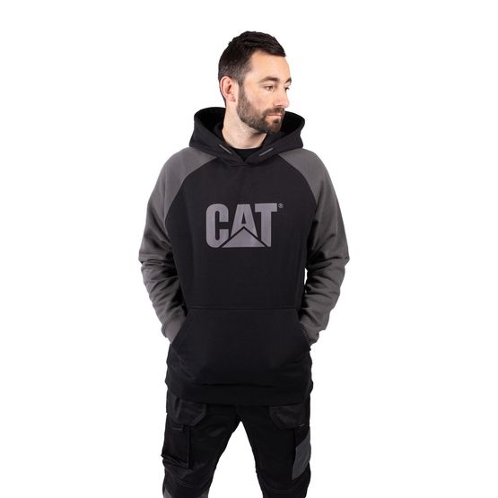 Caterpillar Men's Raglan Hooded Black Sweatshirt