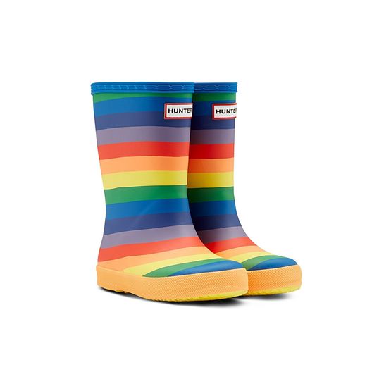 The Hunter Boot Co Original Kids Classic Rainbow Print Wellington Boots