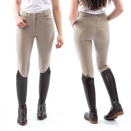 WHITAKER B155L CLAYTON LADIES BREECHES WITH GRIP KNEE BEIGE