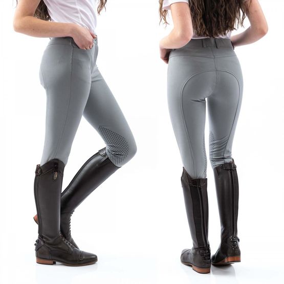 WHITAKER B155L CLAYTON LADIES BREECHES WITH GRIP KNEE GREY