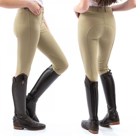 WHITAKER B155L CLAYTON LADIES BREECHES WITH GRIP KNEE KHAKI