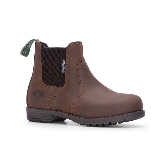 Hoggs Shire Junior/Kids Waterproof Dealer Boot Brown Waxy