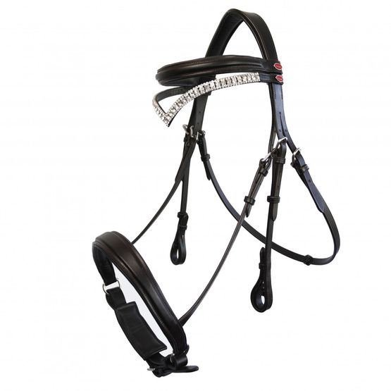 Whitaker Br072 Lynton Snaffle Bridle with 2 Browbands Black