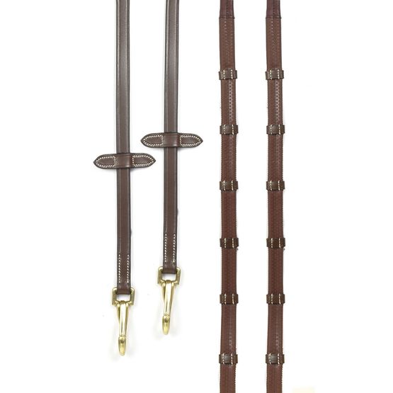 Whitaker Rer0103 Snap Clip 9-Loop Reins Havana