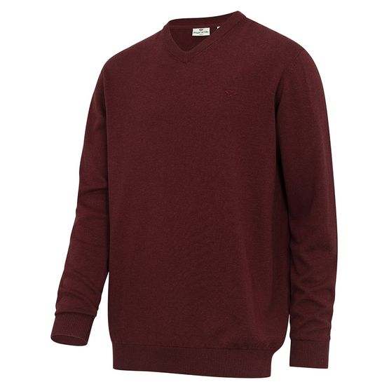 Hoggs of Fife Stirling II V Berry Red Neck Pullover