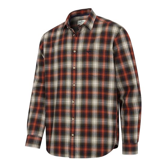 Hoggs of Fife Tiree Herrinbone Rust/Olive/Wine Check Shirt