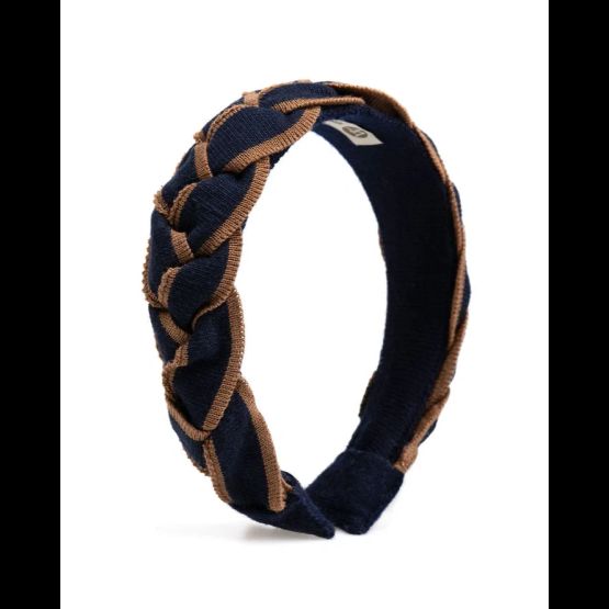 Waring Brooke Signature Plait Hairband - Navy Tan - One Size