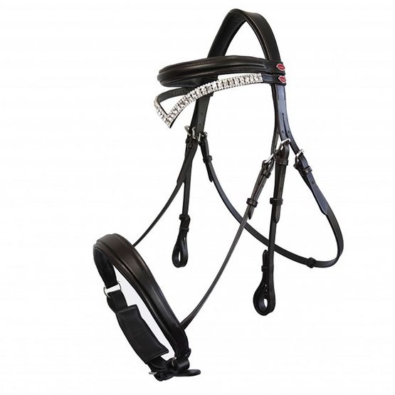 Whitaker Br072 Lynton Snaffle Bridle with 2 Browbands Black