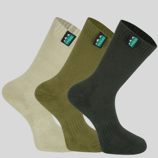 Ridgeline Olive/Multi Cotton Mid Work Socks (3 Pack)
