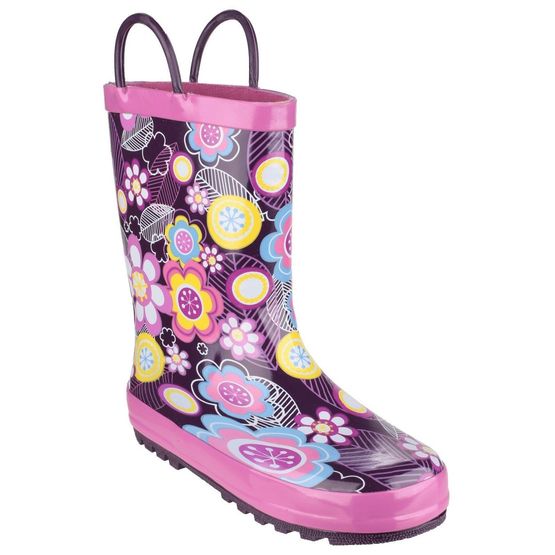 Cotswold Child's Flower Puddle Waterproof Pull On Wellington Boots