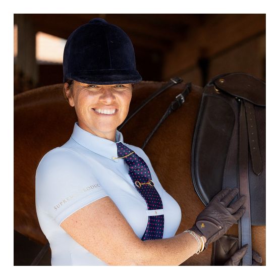 Supreme Products Short Sleeve Champion Show Rider Competition Shirt with Zip - Blue/Bue