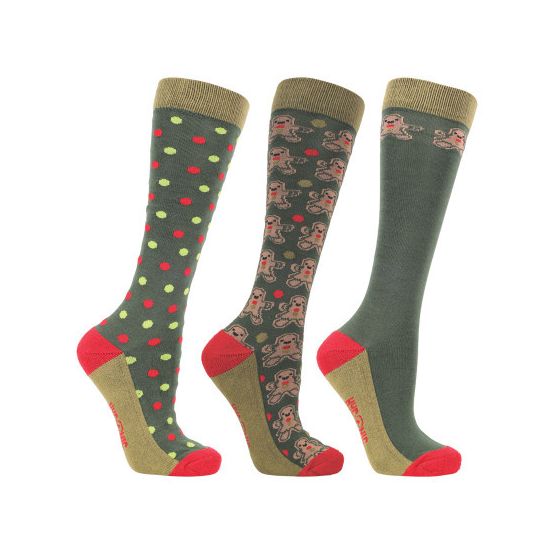 HYCONIC Christmas Gingerbread Socks by Hy Equestrian (Pack of 3)
