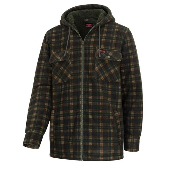 Hoggs of Fife Caithness Hooded Green Fleece Shacket