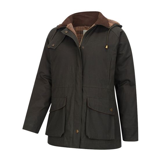 Hoggs of Fife Ladies Kelso Waterproof Forest Green Wax Jacket