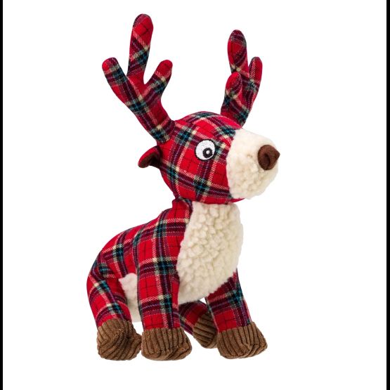 House of Paws Red Tweed Dog Toy - Reindeer