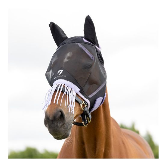Hy Equestrian Mesh Half Mask with Ears and Fringe
