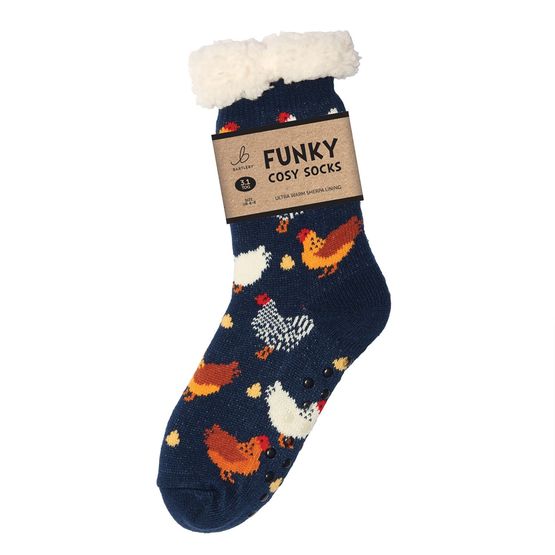 Bartleby Funky Sherpa Socks Ladies Colourful Chicken Colourful Chickens