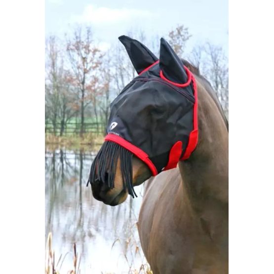 Hy Equestrian Mesh Half Mask with Ears and Fringe