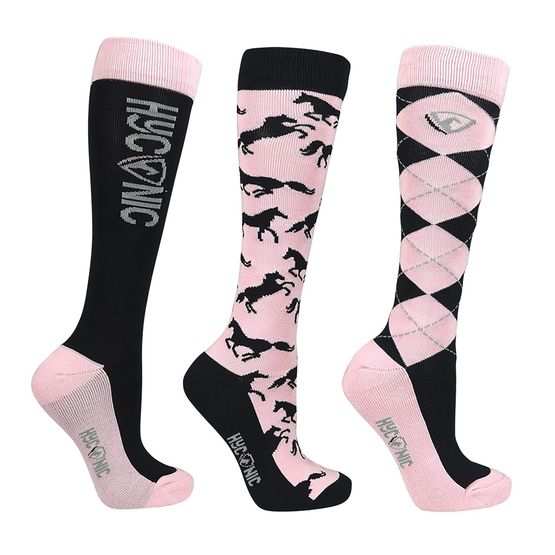 Hyconic Pattern Socks By Hy Equestrian Adult Navy/Rose