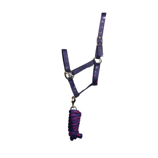 Hy Equestrian Out Of This World Headcollar &amp; Lead Rope Navy/Magenta