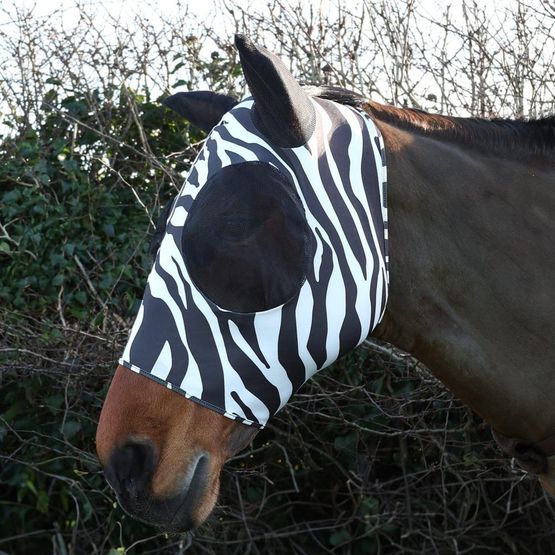 Hy Equestrian Lycra Zebra Prinfly Mask Black/White