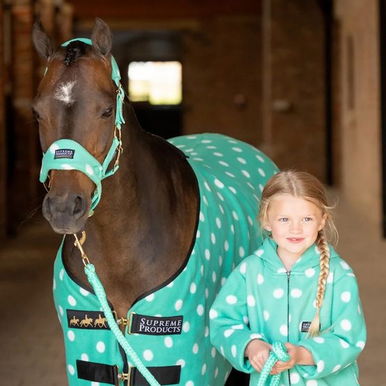 Supreme Products Dotty Fleece Headcollar/Lead Rope Green Gorgeous Green