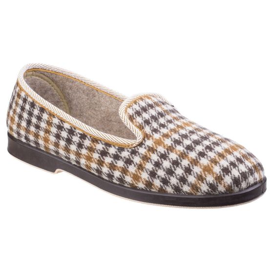 Everett Mens Check Slipper in Grey