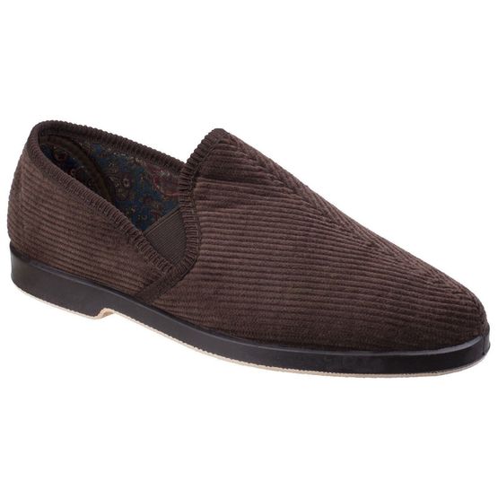 Mens Twin Gusset Slipper in Brown
