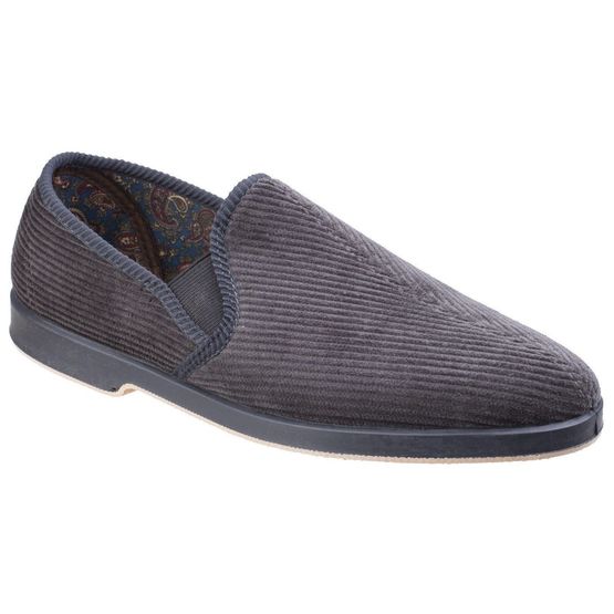 Mens Twin Gusset Slipper in Grey