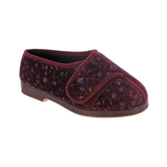 Nola Extra Wide Fit Ladies Slipper in Wine