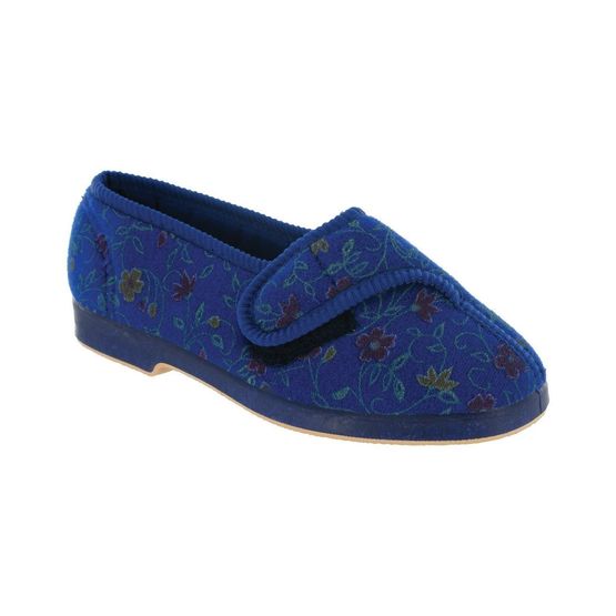 Wilma Ladies Wide Fit Slipper in Blue