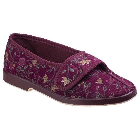 Wilma Ladies Wide Fit Slipper in Wine
