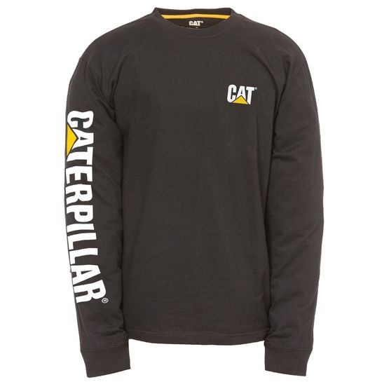 Caterpillar Trademark Banner Long Sleeve T-Shirt - Black