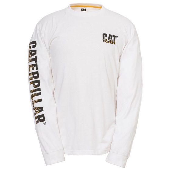 Caterpillar Custom Banner Long Sleeve T-Shirt - White