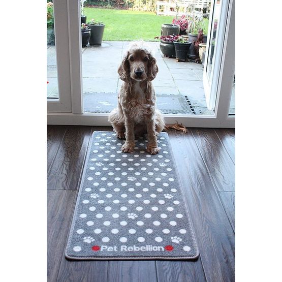 Pet Rebellion Stop Muddy Paws Dotty Grey Dog Mat